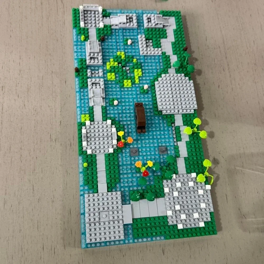 LEGO Custom Garden Pond Diorama Built Display Loose Parts MOC Incomplete